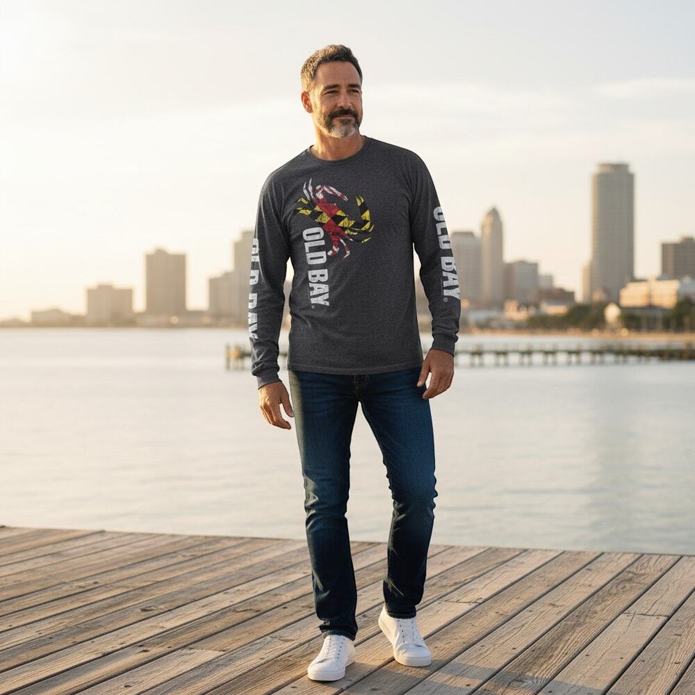 Maryland My Maryland Old Bay T Shirt Graphic Long Sleeve Mens XL
